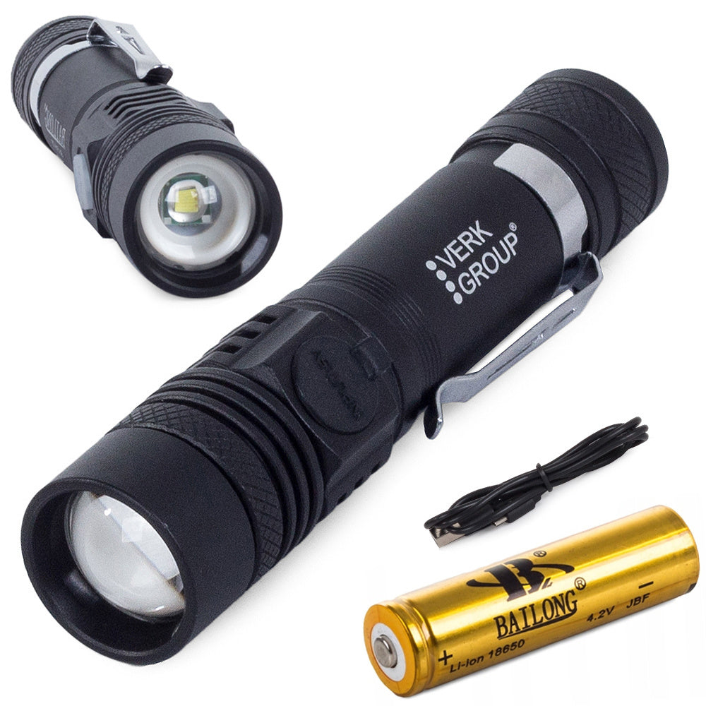 bailong cree rechargeable flashlight light Bailong 518-T6 Tactical LED Rechargeable USB Flashlight – kick-ass.eu